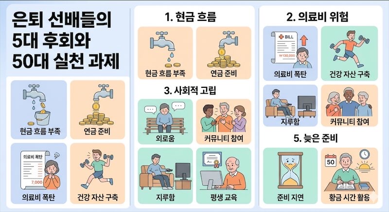 은퇴 후 후회 인포그래픽스